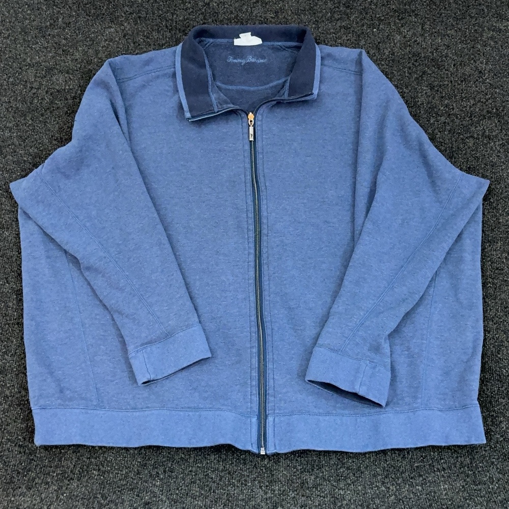 Tommy Bahama Sweatshirt Mens Big 4X Blue Reversible Full Zip Collared Knit